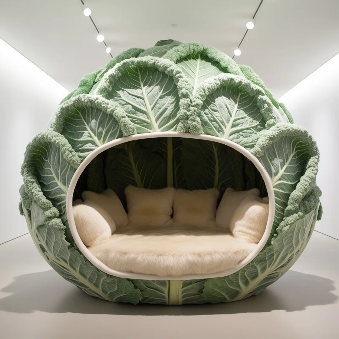 Embrace Quirky Comfort: Relax in the Cozy Brussel Sprout Lounging Pod