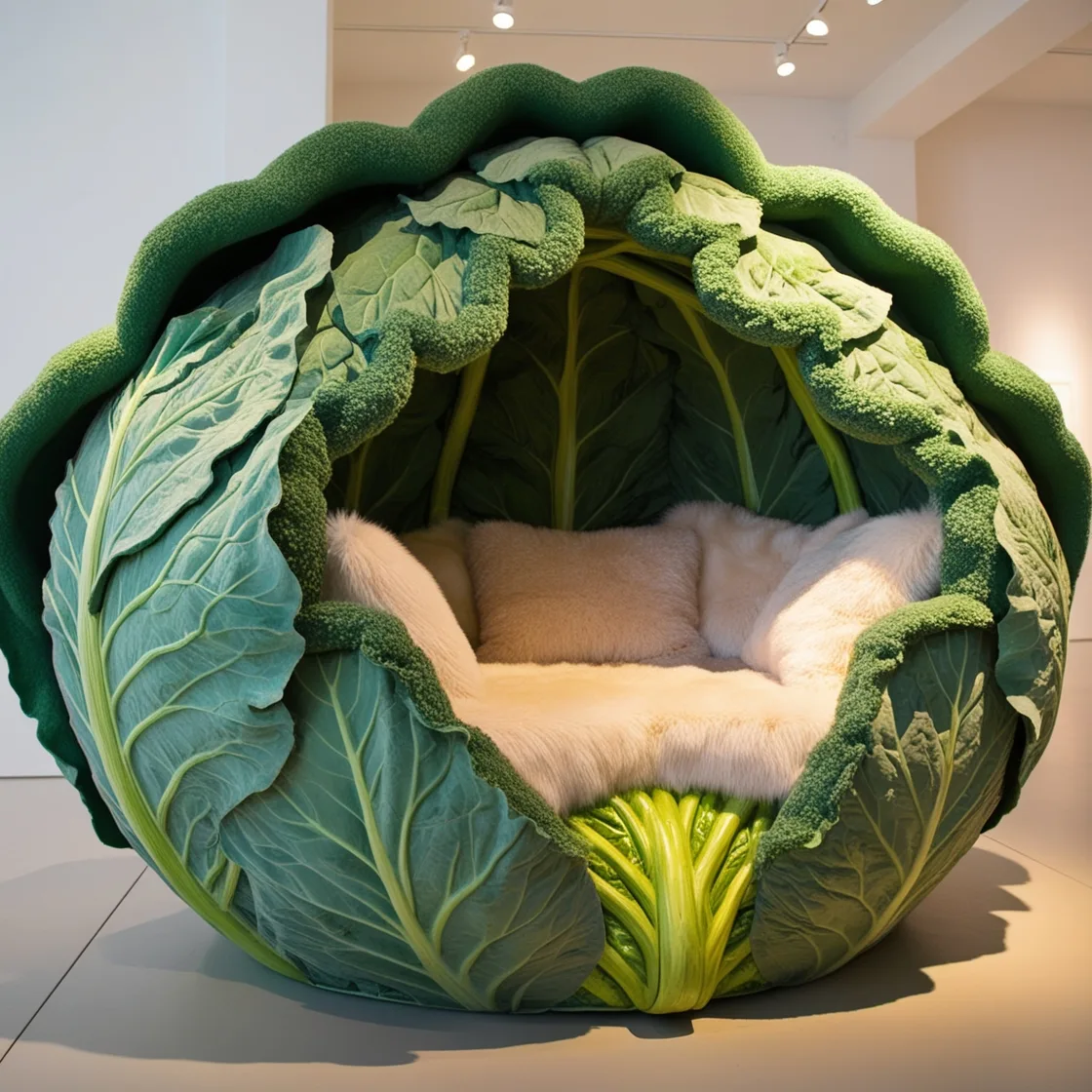 Embrace Quirky Comfort: Relax in the Cozy Brussel Sprout Lounging Pod