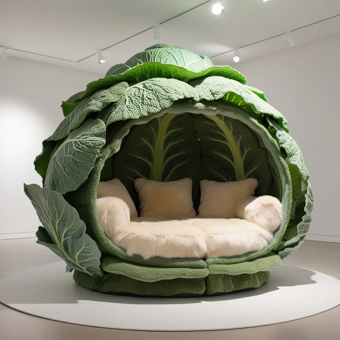 Embrace Quirky Comfort: Relax in the Cozy Brussel Sprout Lounging Pod