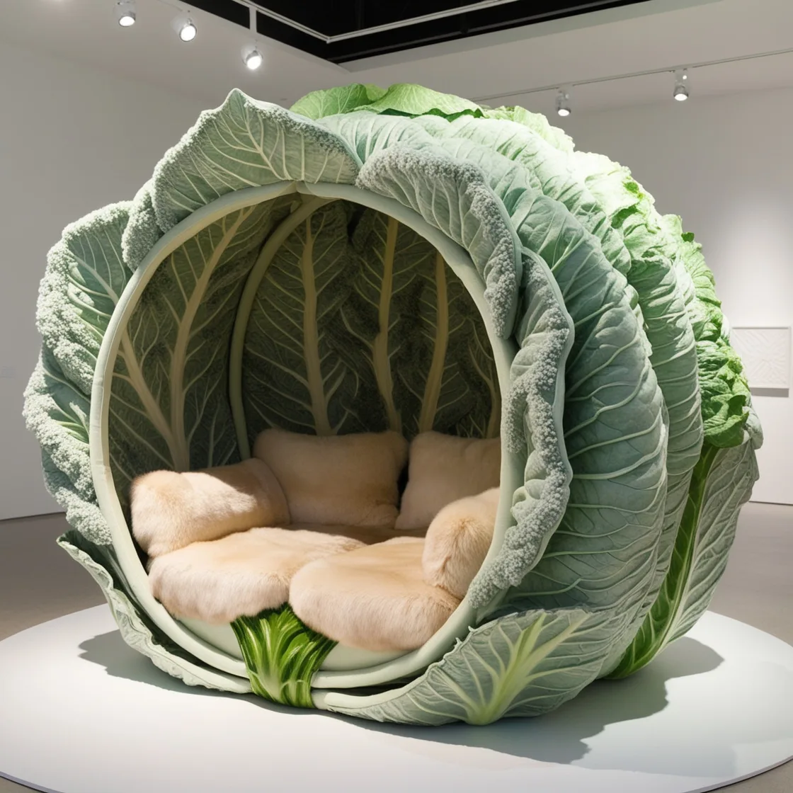 Embrace Quirky Comfort: Relax in the Cozy Brussel Sprout Lounging Pod