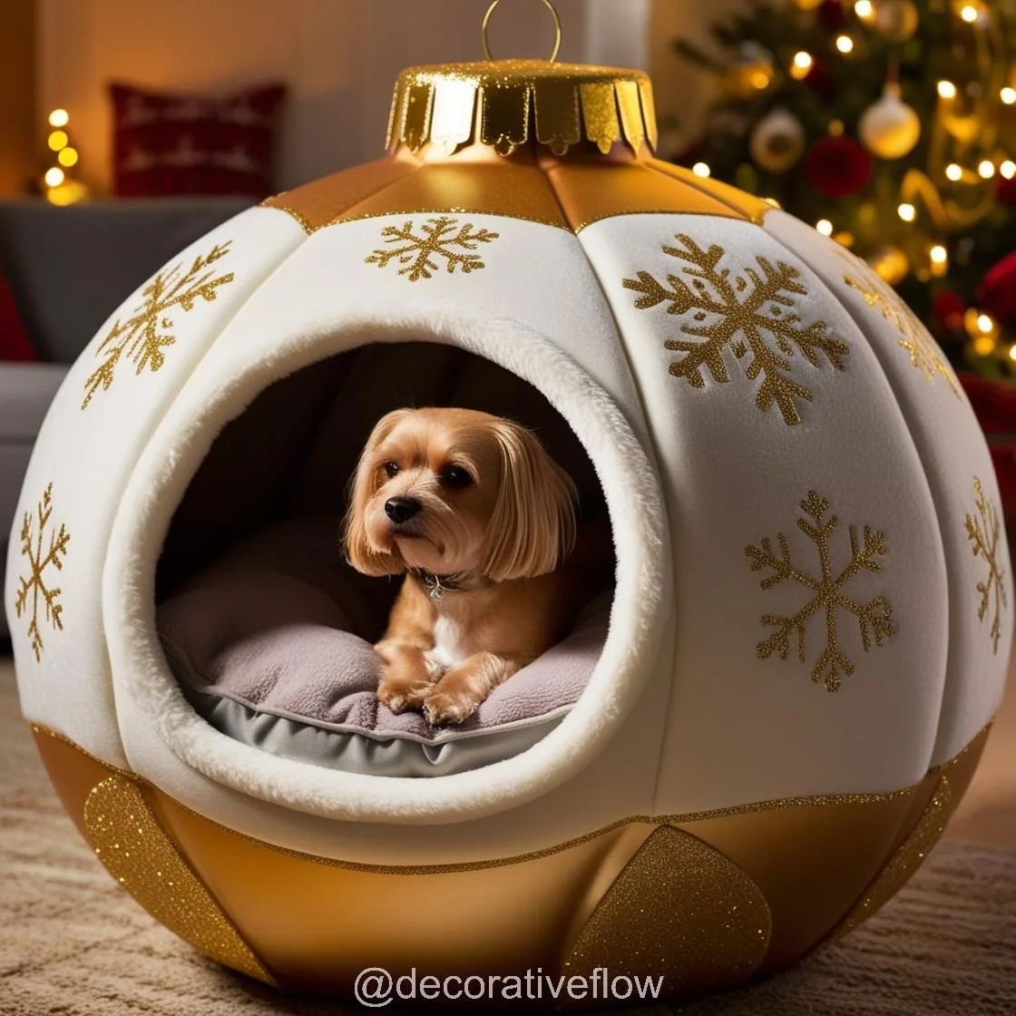 Holiday Charm for Your Furry Friend: Cozy Up with Christmas Bauble Pet Beds