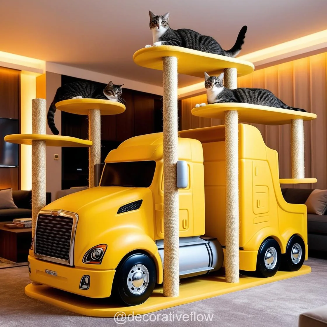 Giant Semi-Truck Shaped Cat Towers: The Ultimate Adventure Playground for Your Furry Trucker