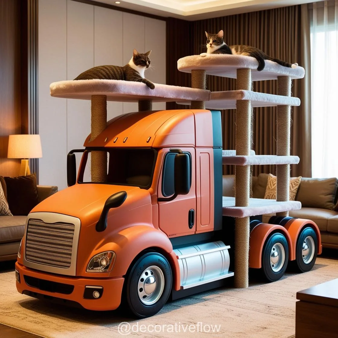 Giant Semi-Truck Shaped Cat Towers: The Ultimate Adventure Playground for Your Furry Trucker