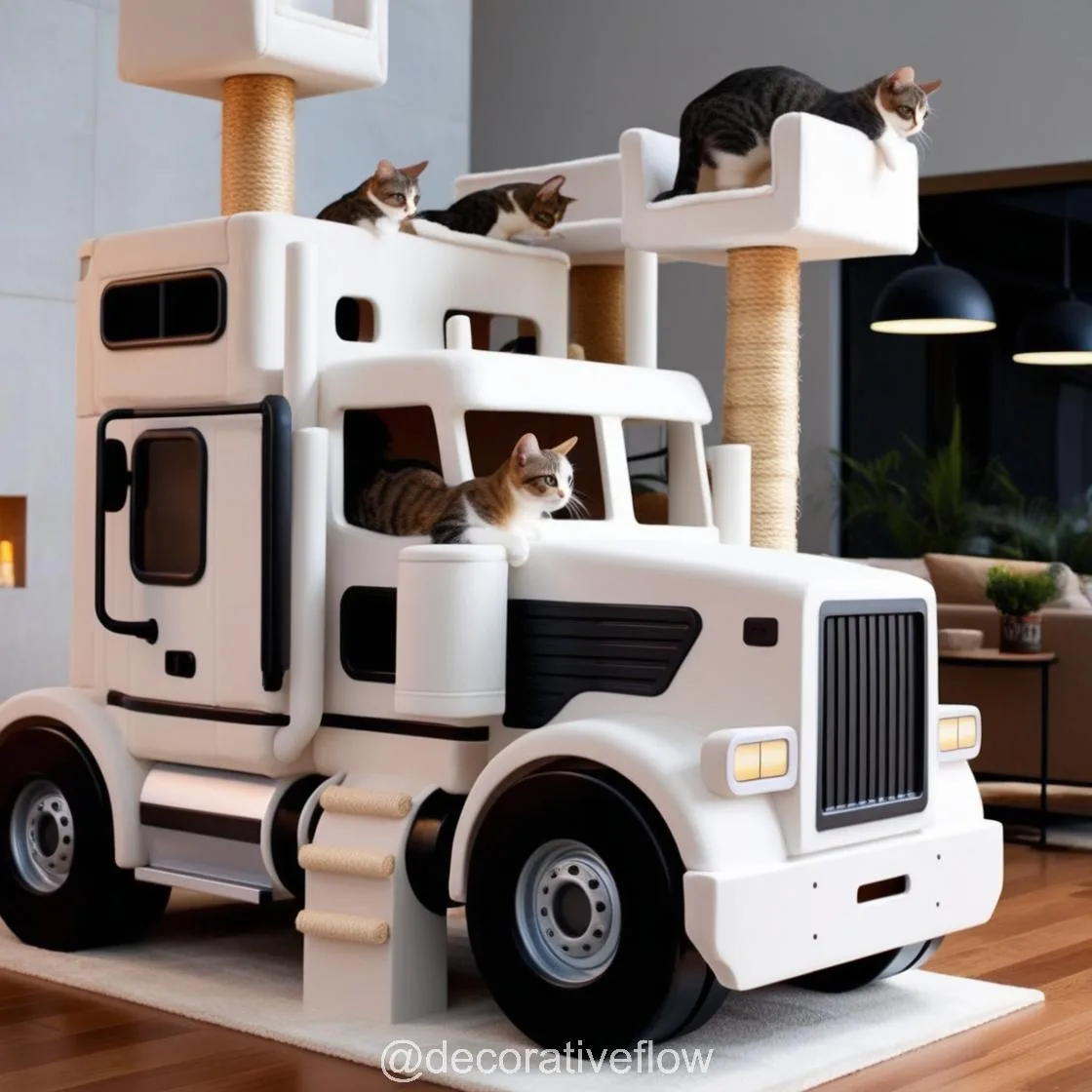 Giant Semi-Truck Shaped Cat Towers: The Ultimate Adventure Playground for Your Furry Trucker