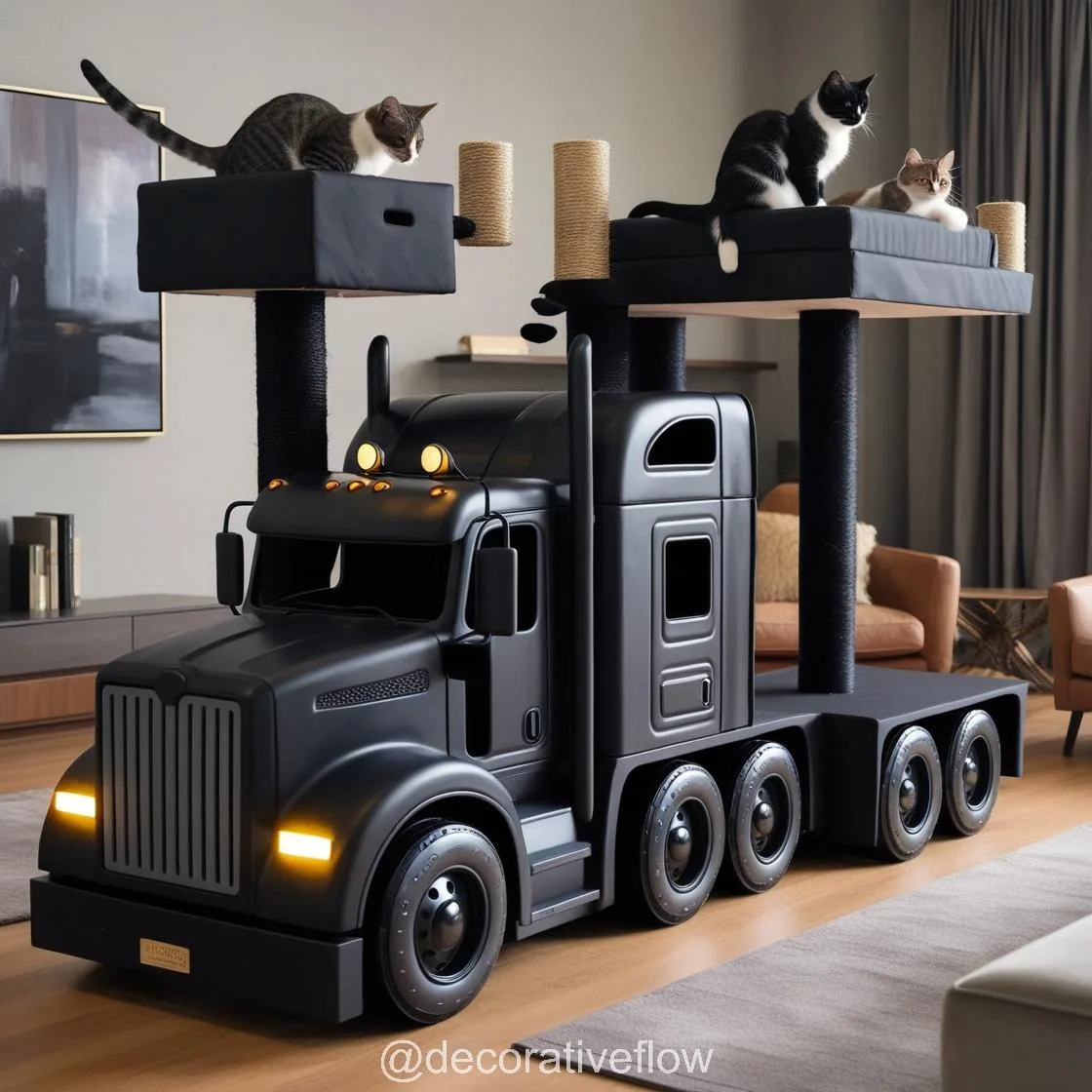 Giant Semi-Truck Shaped Cat Towers: The Ultimate Adventure Playground for Your Furry Trucker