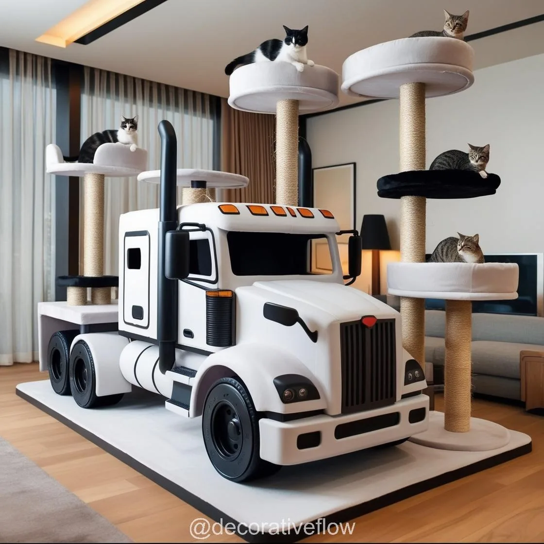 Giant Semi-Truck Shaped Cat Towers: The Ultimate Adventure Playground for Your Furry Trucker