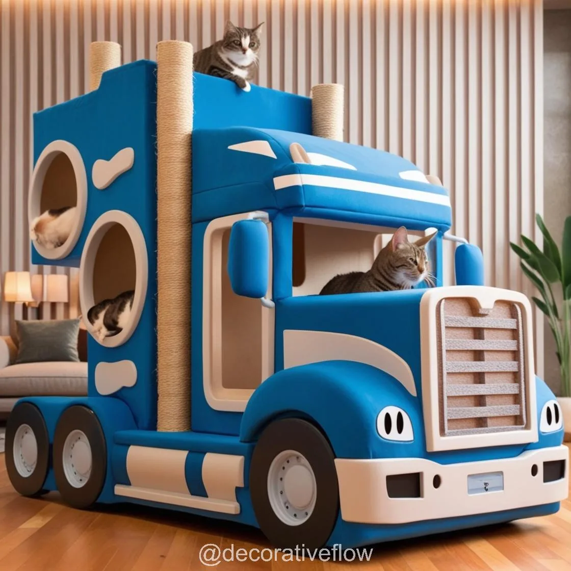 Giant Semi-Truck Shaped Cat Towers: The Ultimate Adventure Playground for Your Furry Trucker