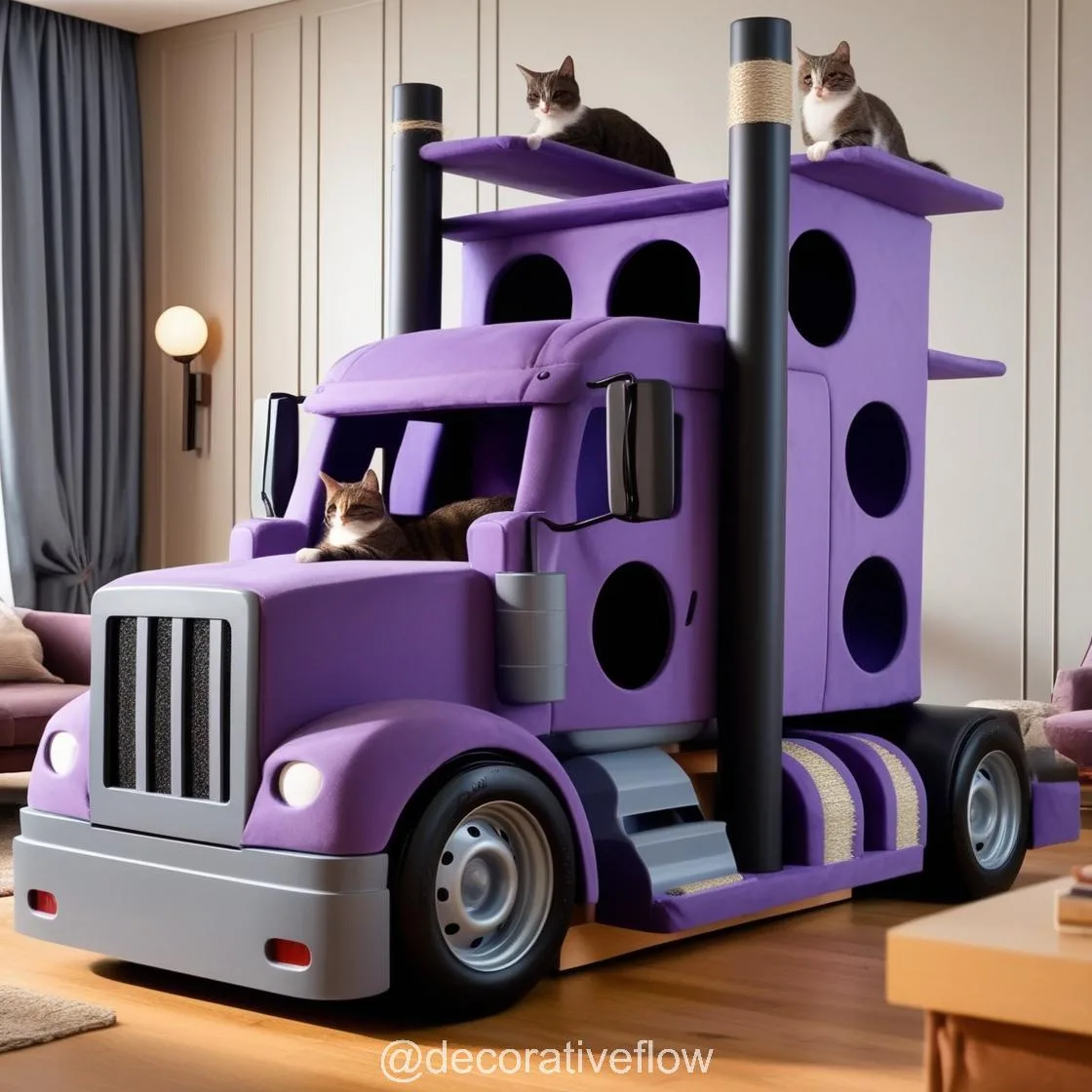 Giant Semi-Truck Shaped Cat Towers: The Ultimate Adventure Playground for Your Furry Trucker