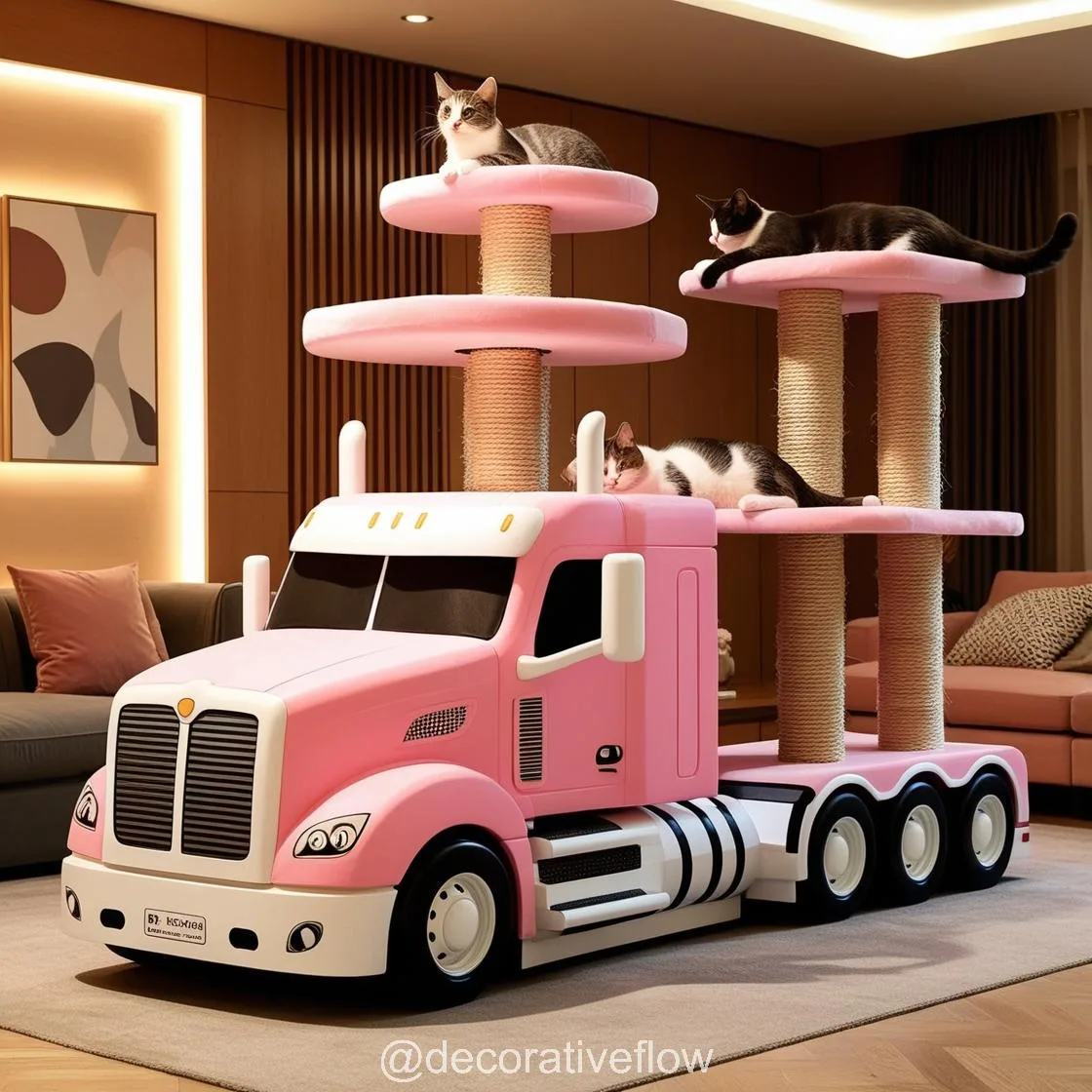 Giant Semi-Truck Shaped Cat Towers: The Ultimate Adventure Playground for Your Furry Trucker