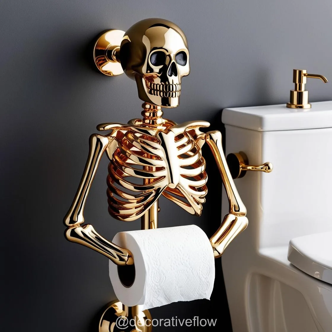 Add a Gothic Touch with the Unique Skeleton-Shaped Toilet Paper Holder