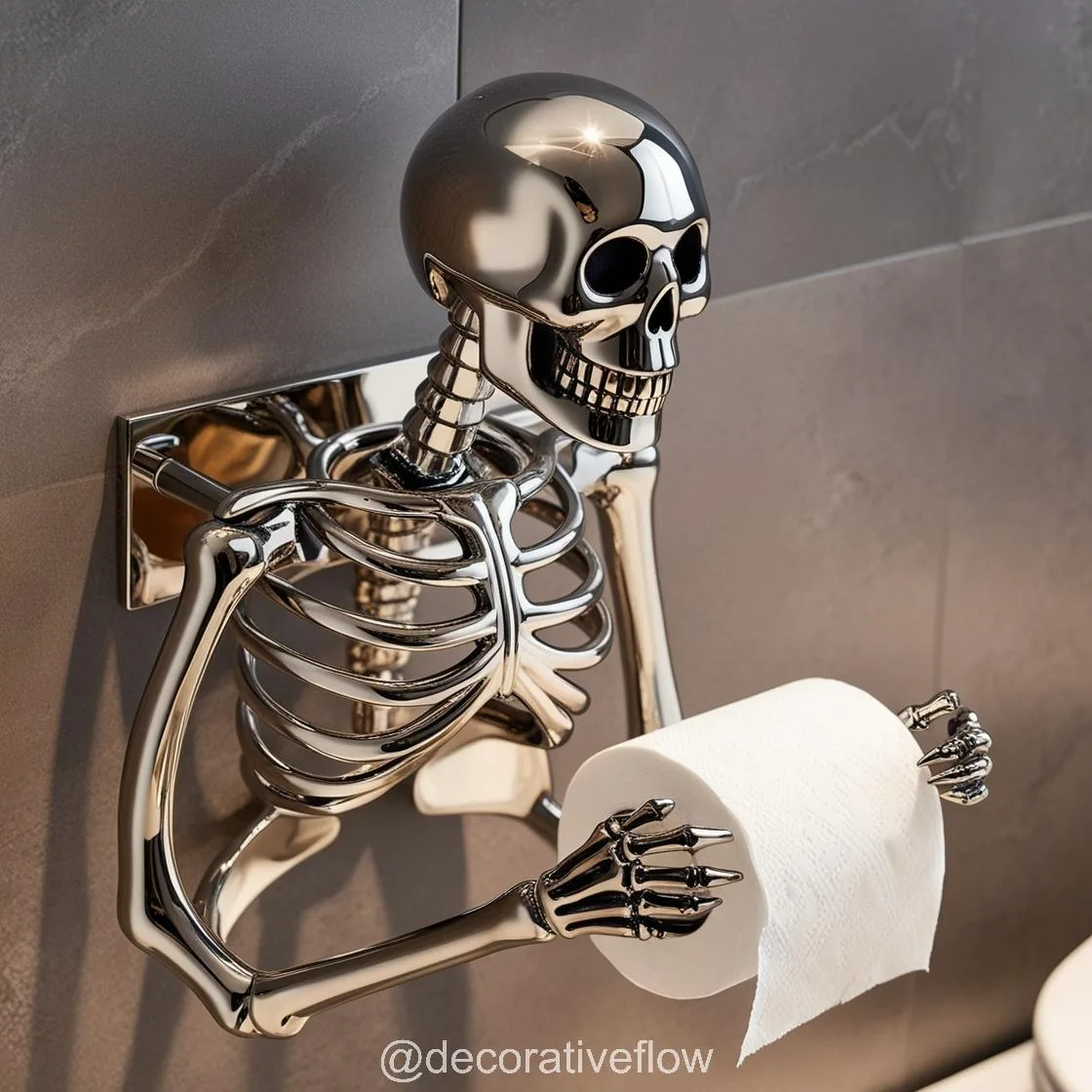 Add a Gothic Touch with the Unique Skeleton-Shaped Toilet Paper Holder