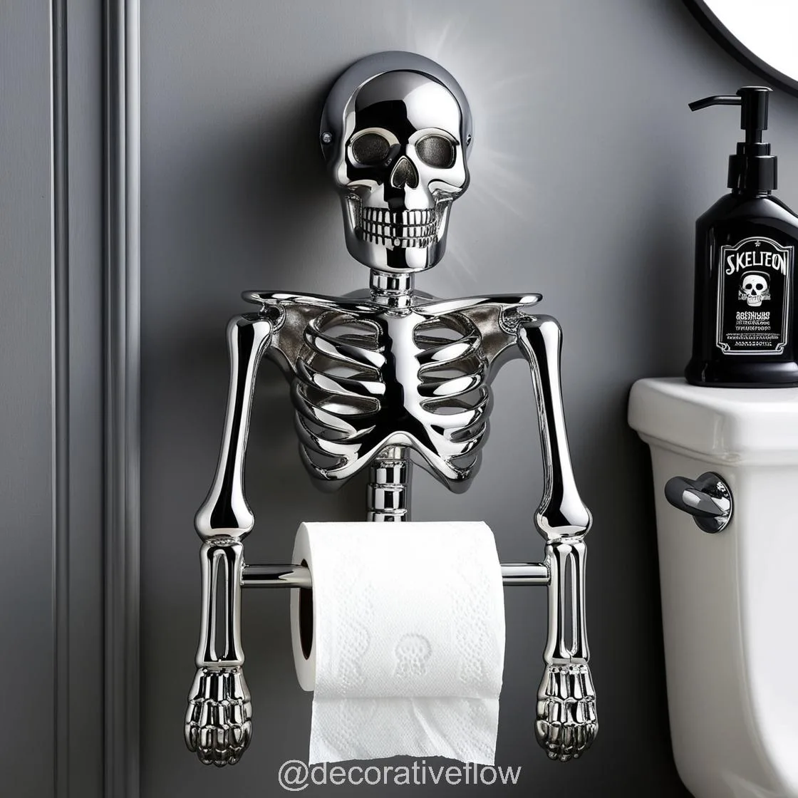 Add a Gothic Touch with the Unique Skeleton-Shaped Toilet Paper Holder