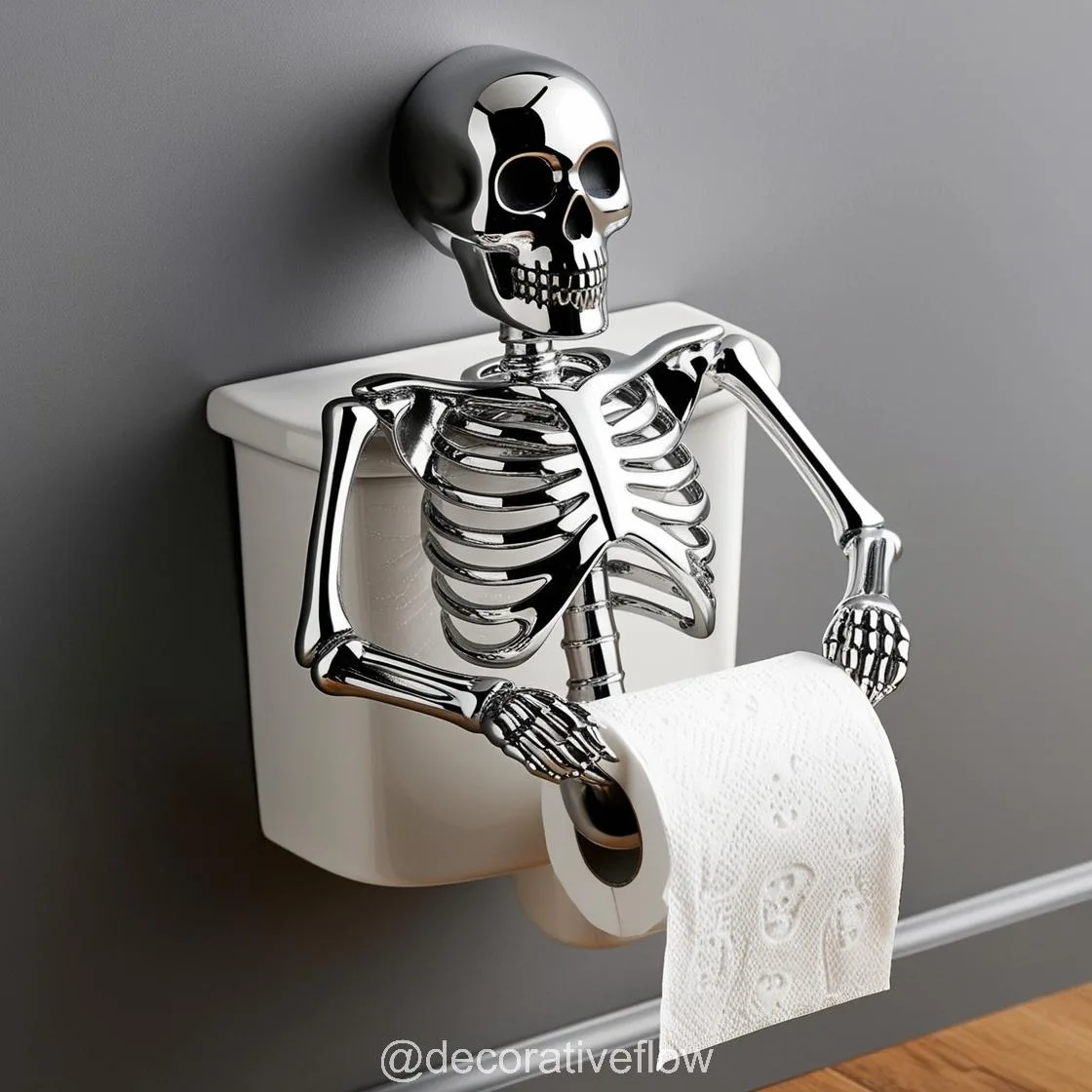 Add a Gothic Touch with the Unique Skeleton-Shaped Toilet Paper Holder