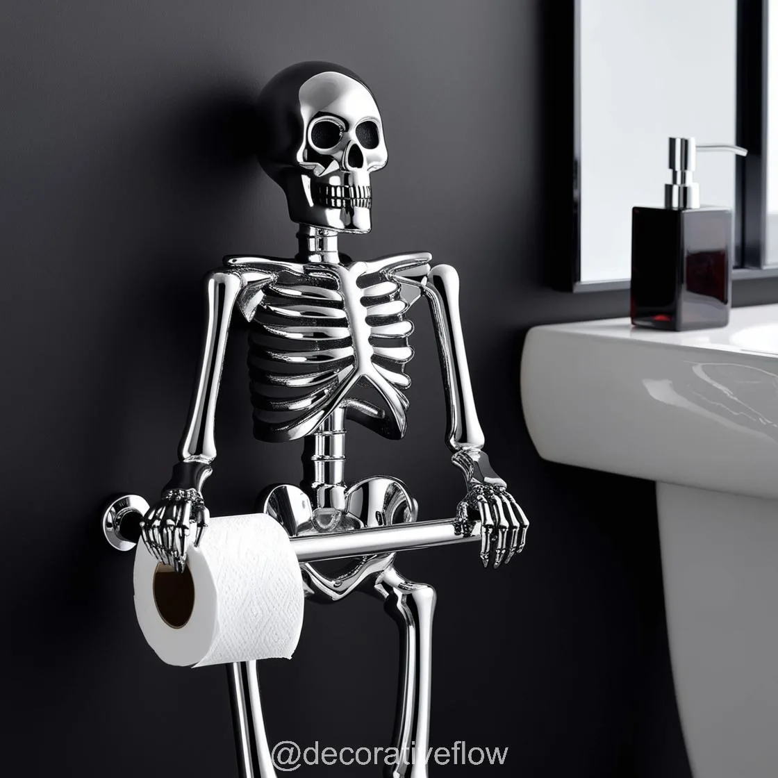 Add a Gothic Touch with the Unique Skeleton-Shaped Toilet Paper Holder