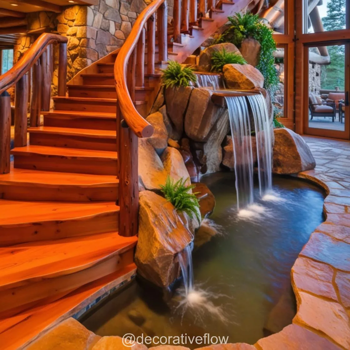 The Waterfall Staircase: Merging Architecture and Nature for a Breathtaking Home Design