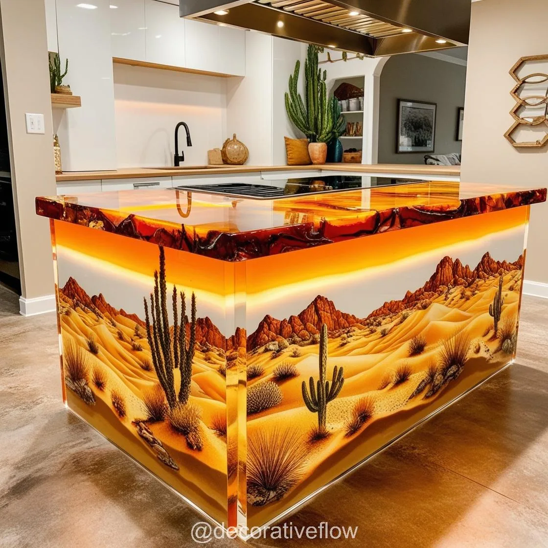 Elevate Your Culinary Space with Epoxy Active Scene Kitchen Islands