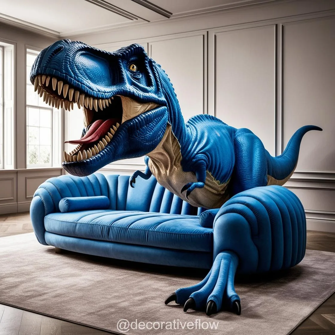 Make a Bold Statement with the Giant T-Rex Shaped Couch in Your Living Room