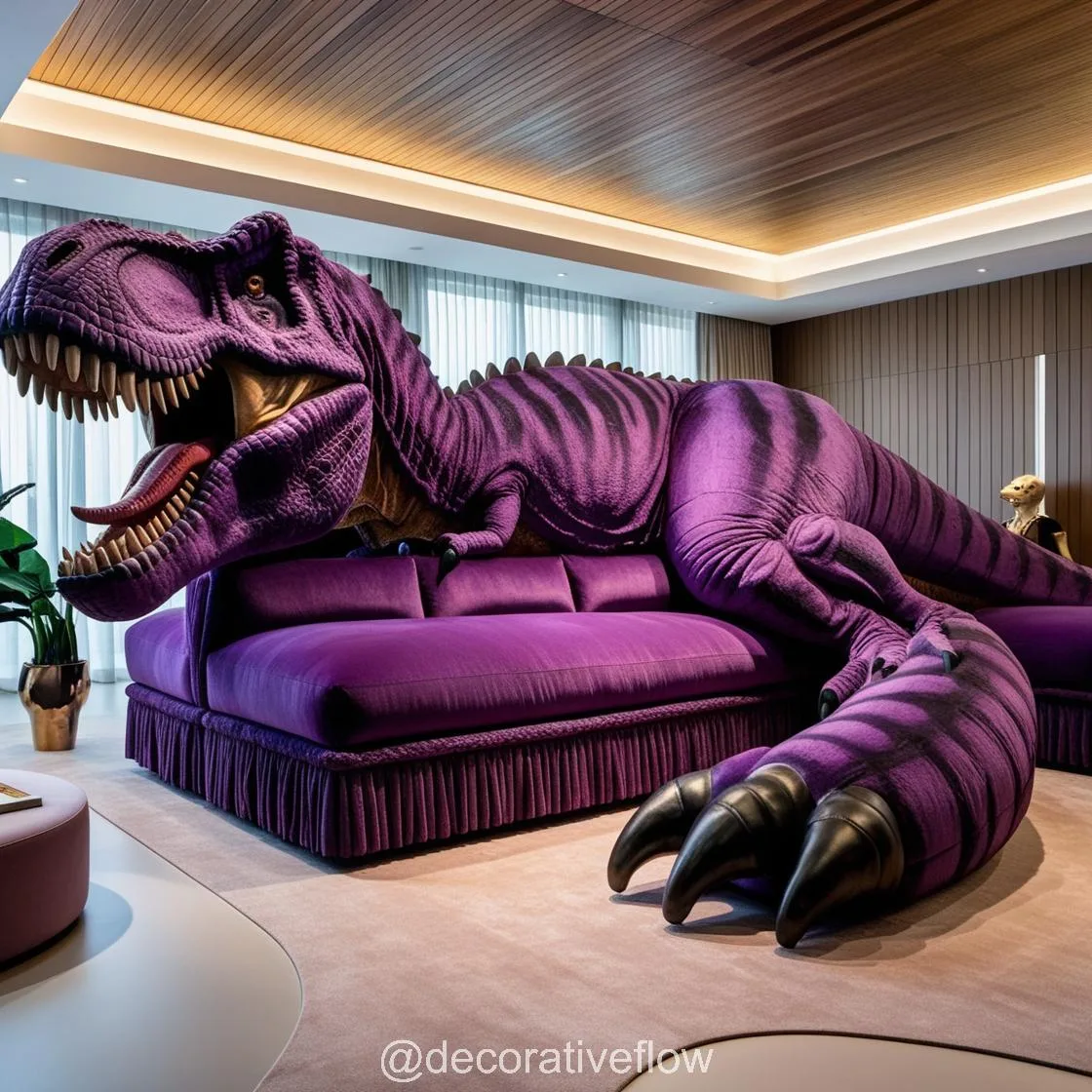 Make a Bold Statement with the Giant T-Rex Shaped Couch in Your Living Room