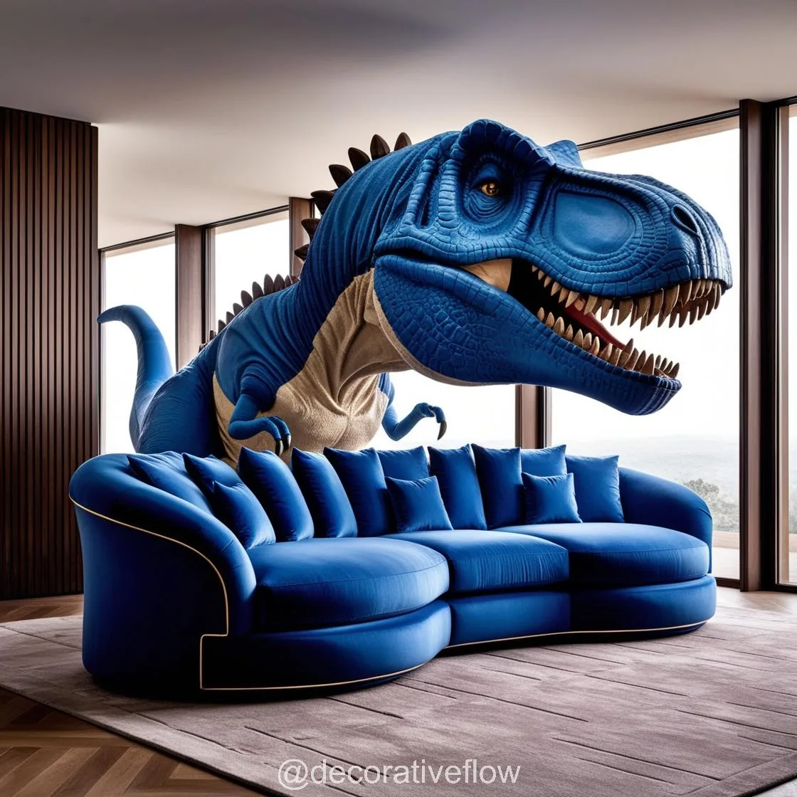 Make a Bold Statement with the Giant T-Rex Shaped Couch in Your Living Room