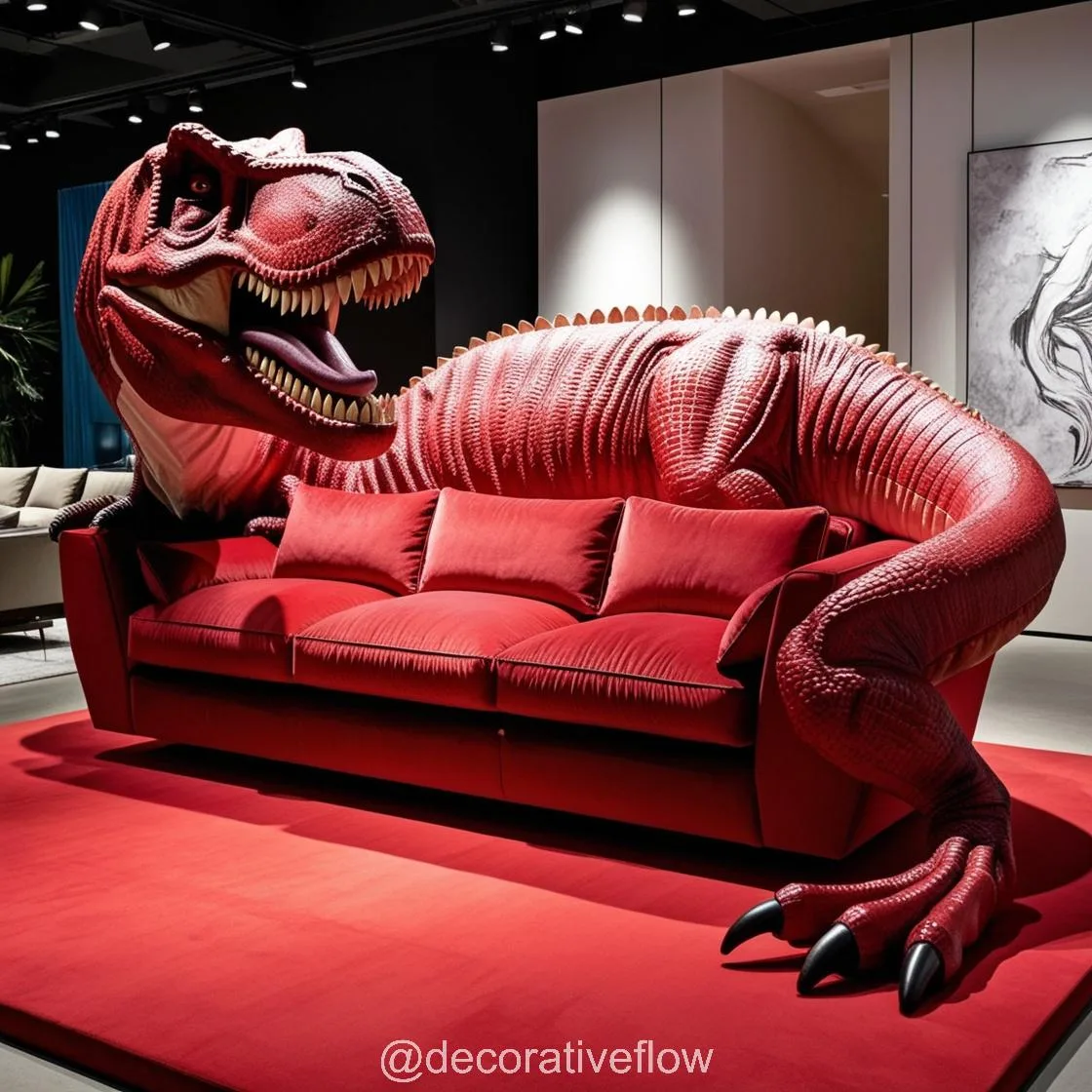 Make a Bold Statement with the Giant T-Rex Shaped Couch in Your Living Room