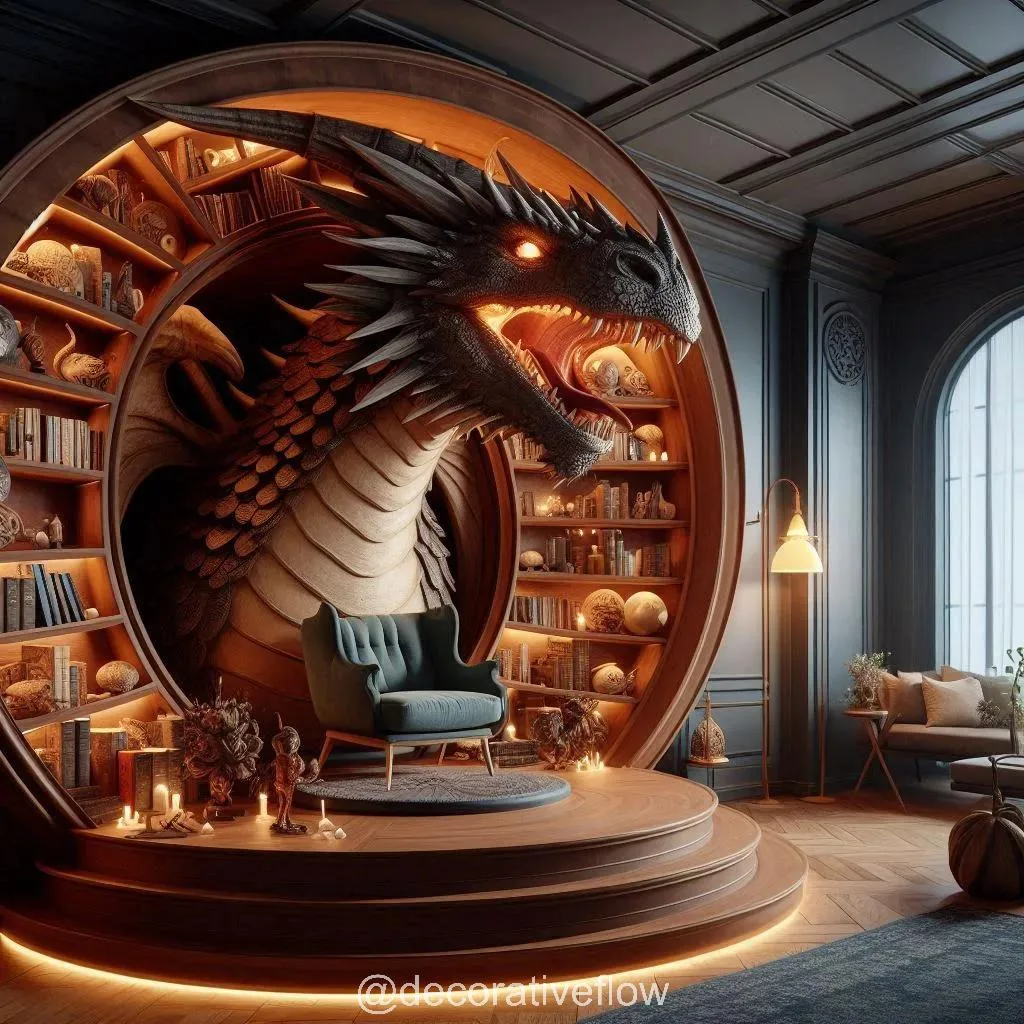 Dragon Bookcase Designs: Where Fantasy Meets Functionality