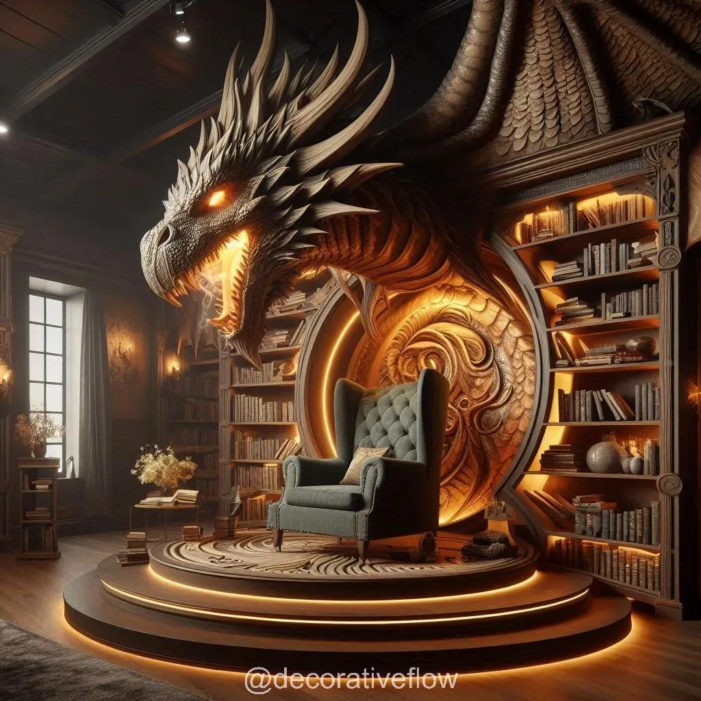 Dragon Bookcase Designs: Where Fantasy Meets Functionality