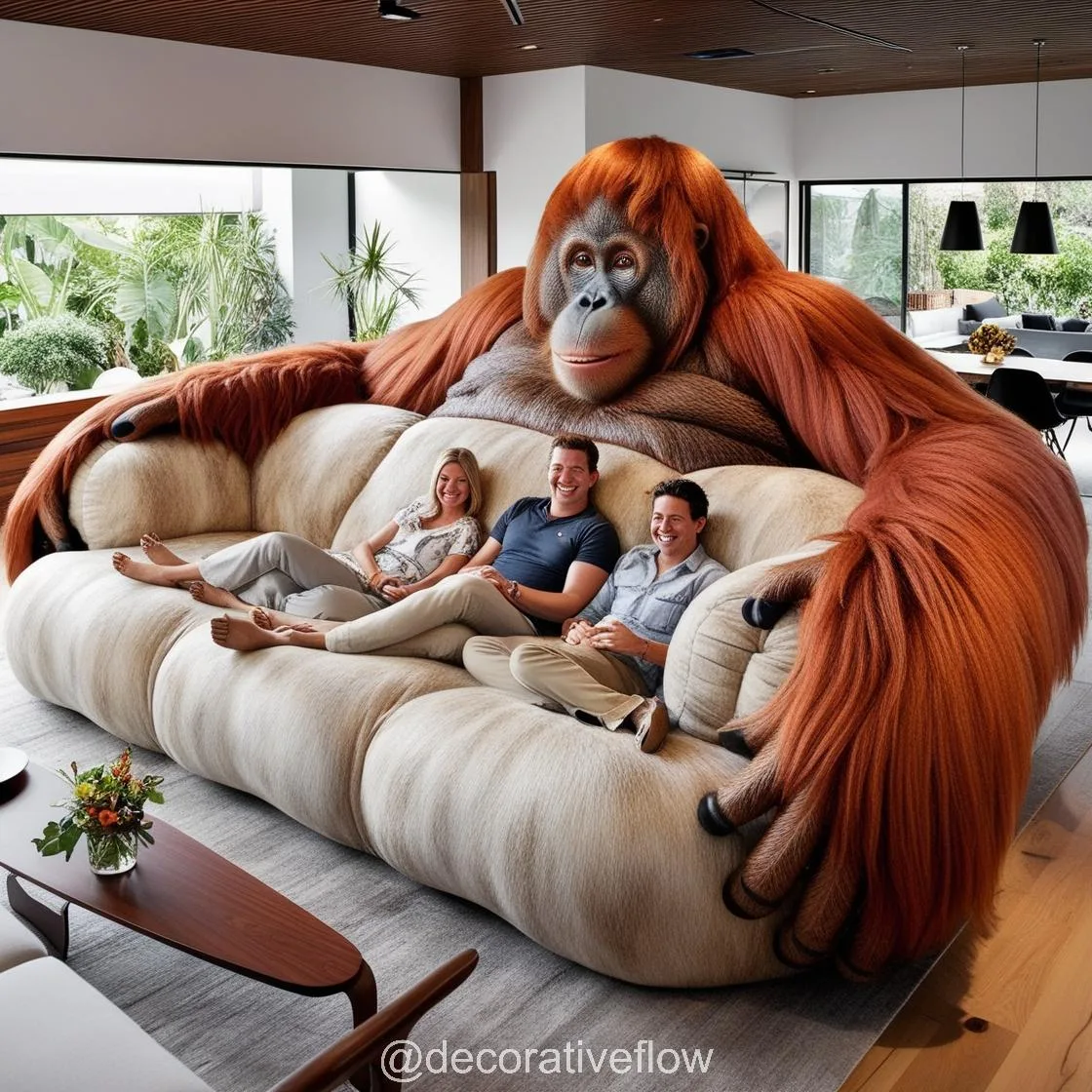 Get Cozy with the Giant Orangutan Lounger: A Whimsical Addition to Your Home