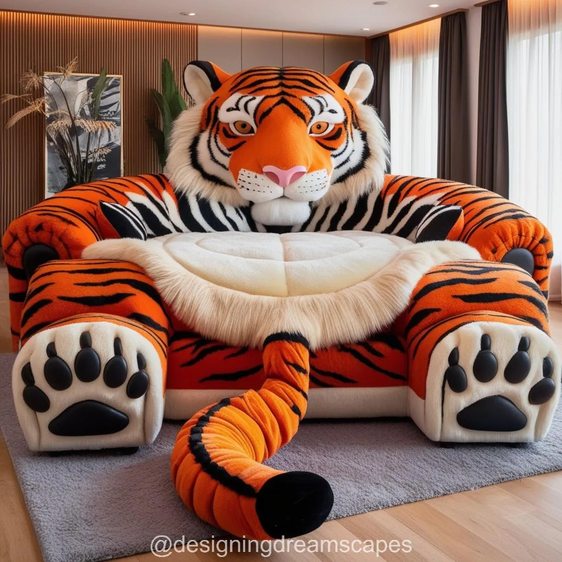 Transform Your Space with the Majestic Giant Tiger Shaped Lounge