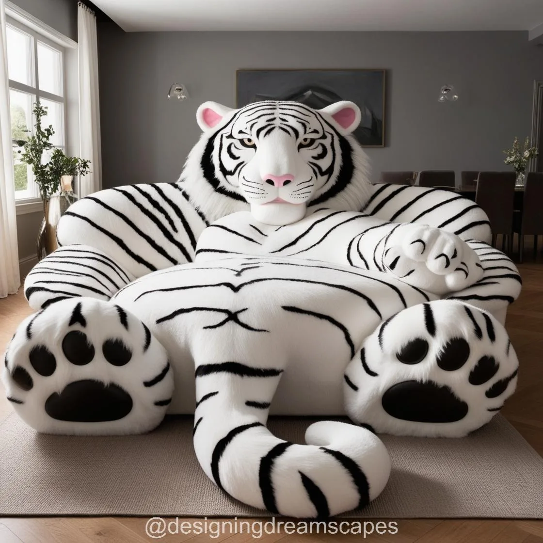 Transform Your Space with the Majestic Giant Tiger Shaped Lounge