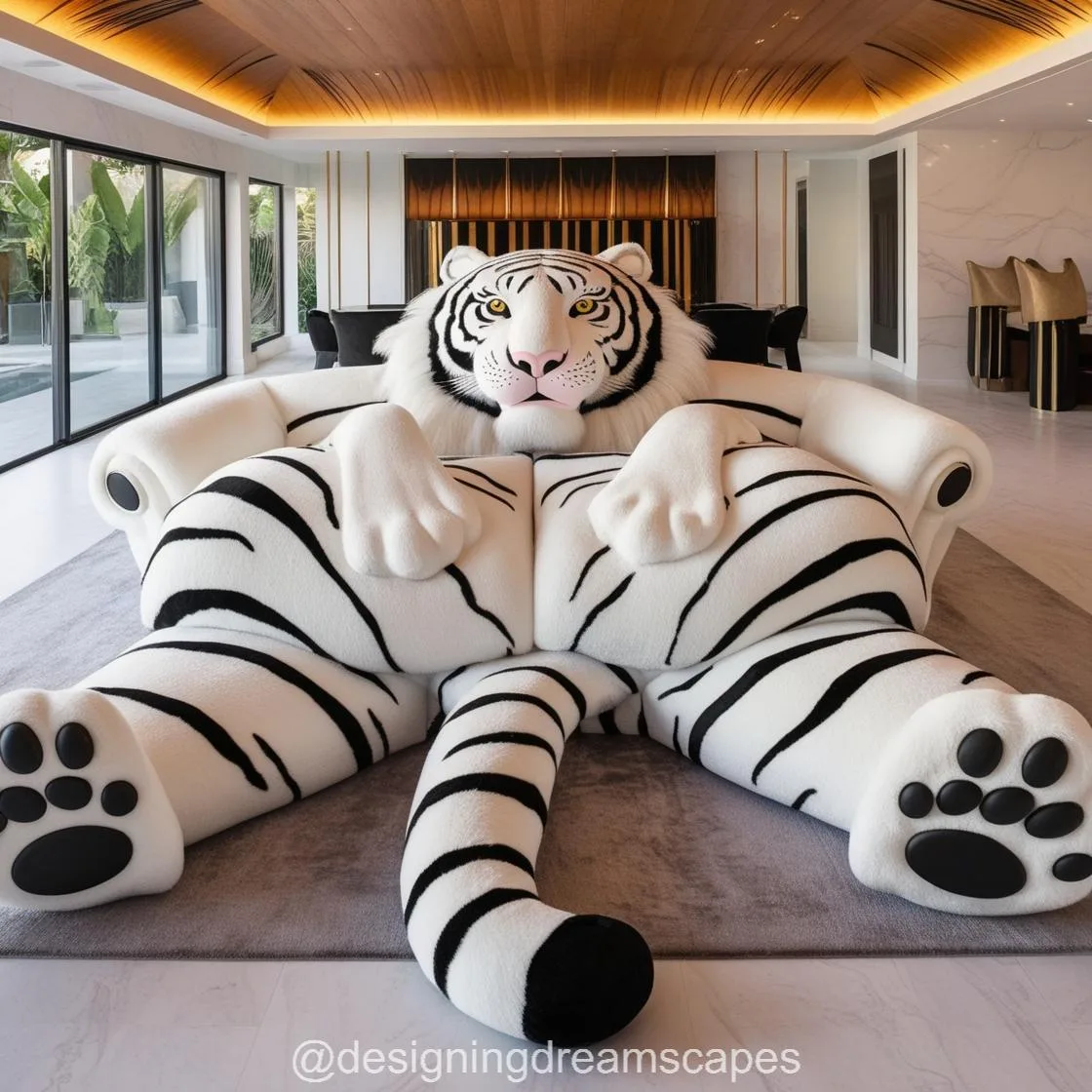 Transform Your Space with the Majestic Giant Tiger Shaped Lounge