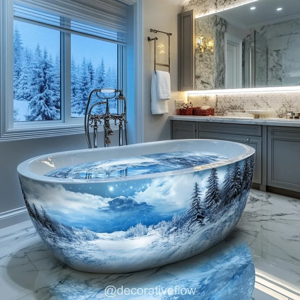 Winter Themed Bathtubs: Where Elegance Meets Frosty Charm