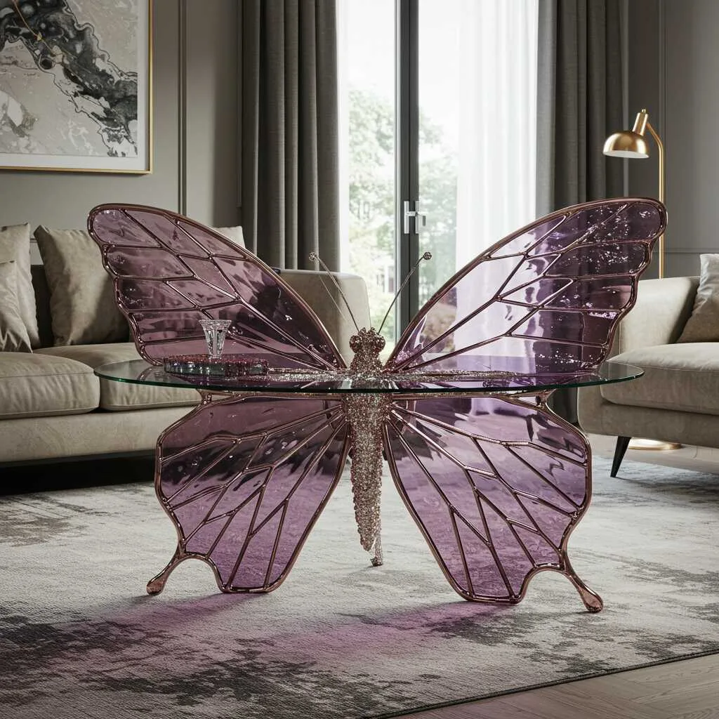 How to Incorporate a Purple Crystal Butterfly Shaped Table into Different Decor Styles