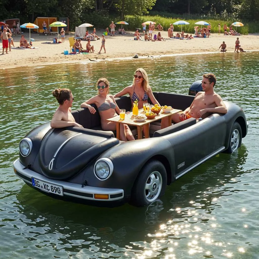 How and Where to Enjoy Your VW Beetle Inspired Inflatable Lounge Boat