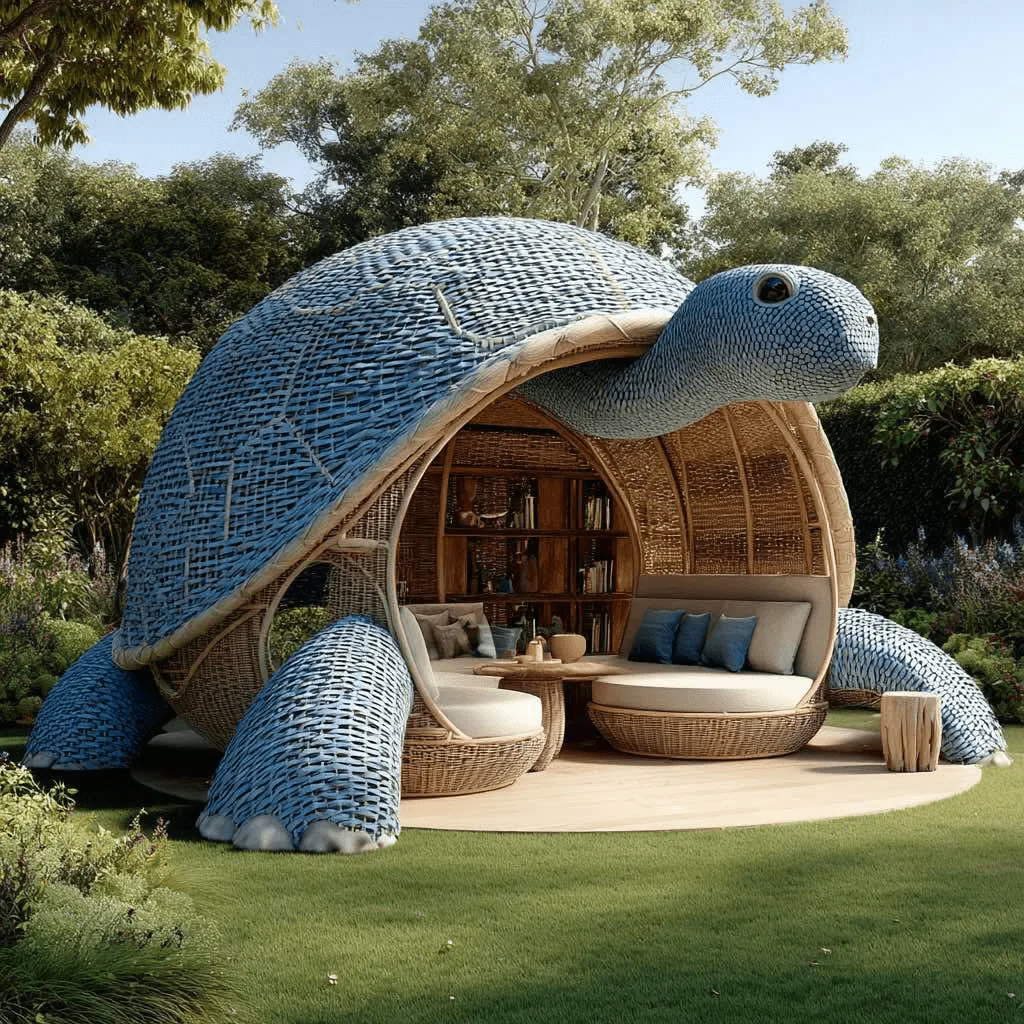 Giant Turtle Rattan Lounging Pods: Slow Down in Style
