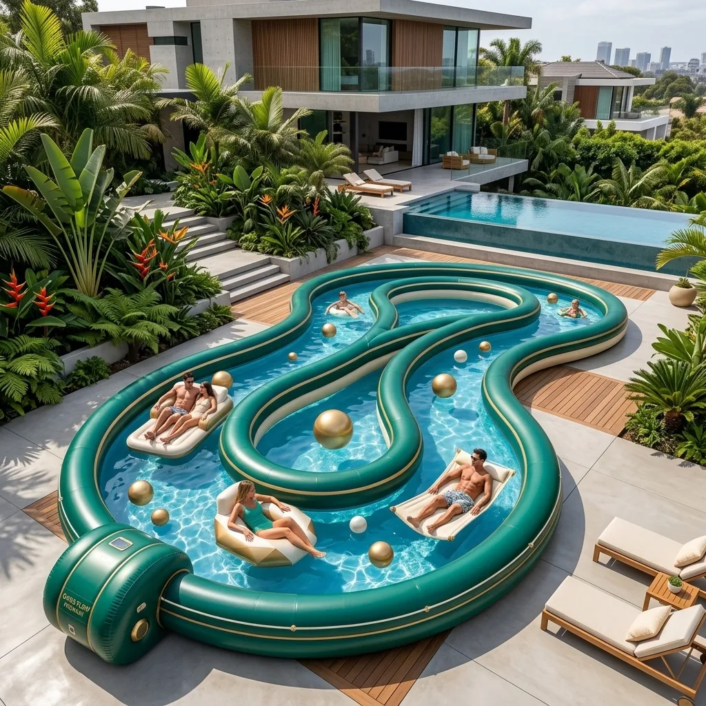 Examples of How to Use a Giant Inflatable Lazy River Pool in Different Settings