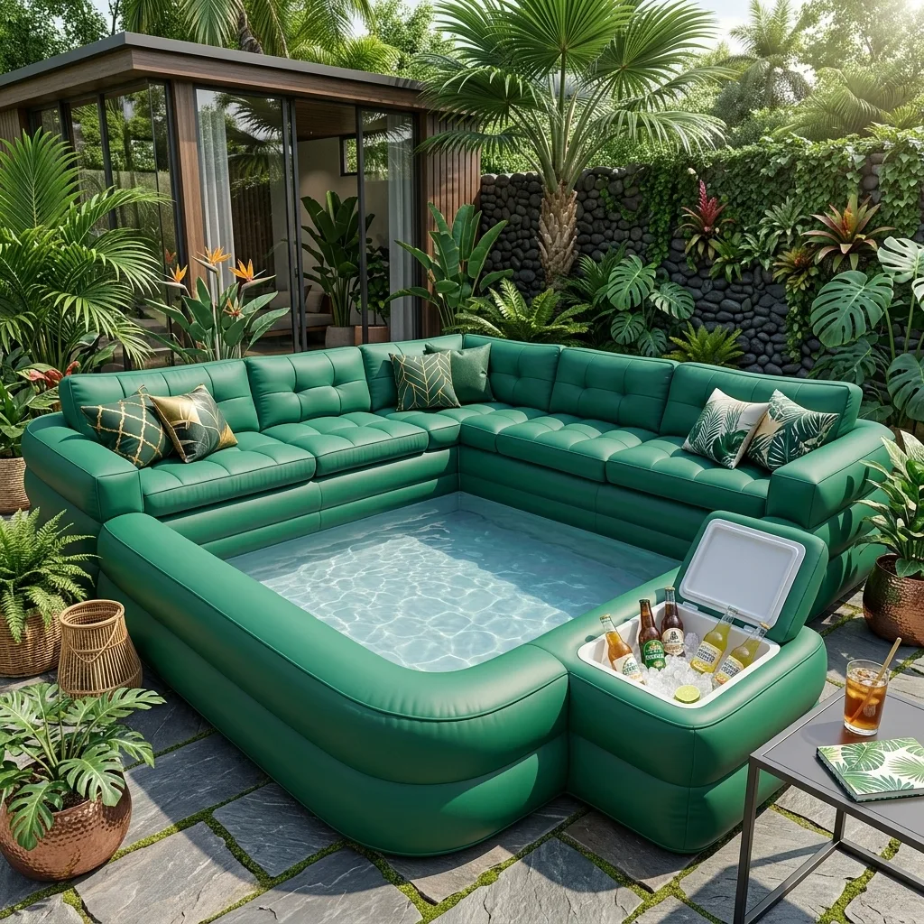 Dive into Luxury and Convenience: The Ultimate Inflatable Sofa Pool with Built-In Fridge Experience