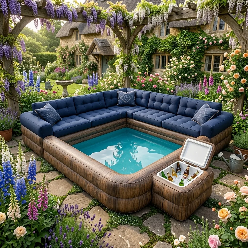 Creative Examples and Usage Scenarios for the Inflatable Sofa Pool with Built-In Fridge